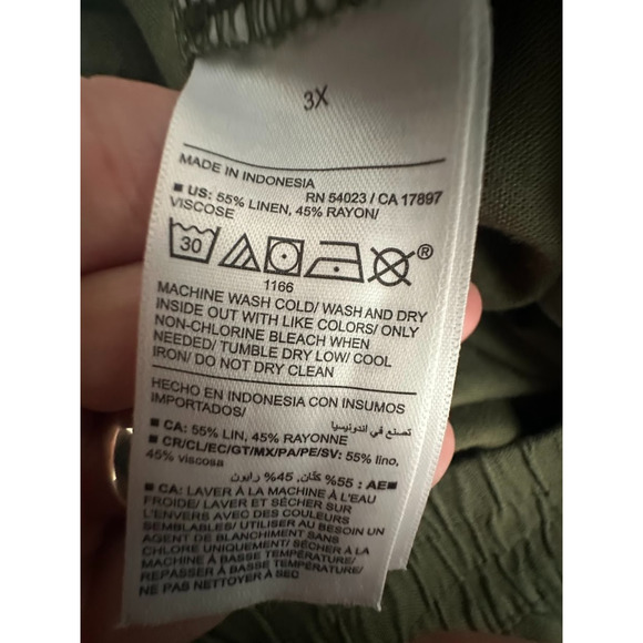 Old Navy Women Wide Leg Linen Pants 3X Green Comfort Waistband Coastal High Rise - Picture 8 of 10